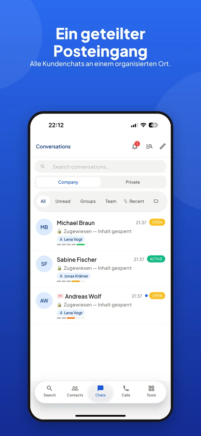 ReChat-App: geteilter Posteingang für alle Kundenchats