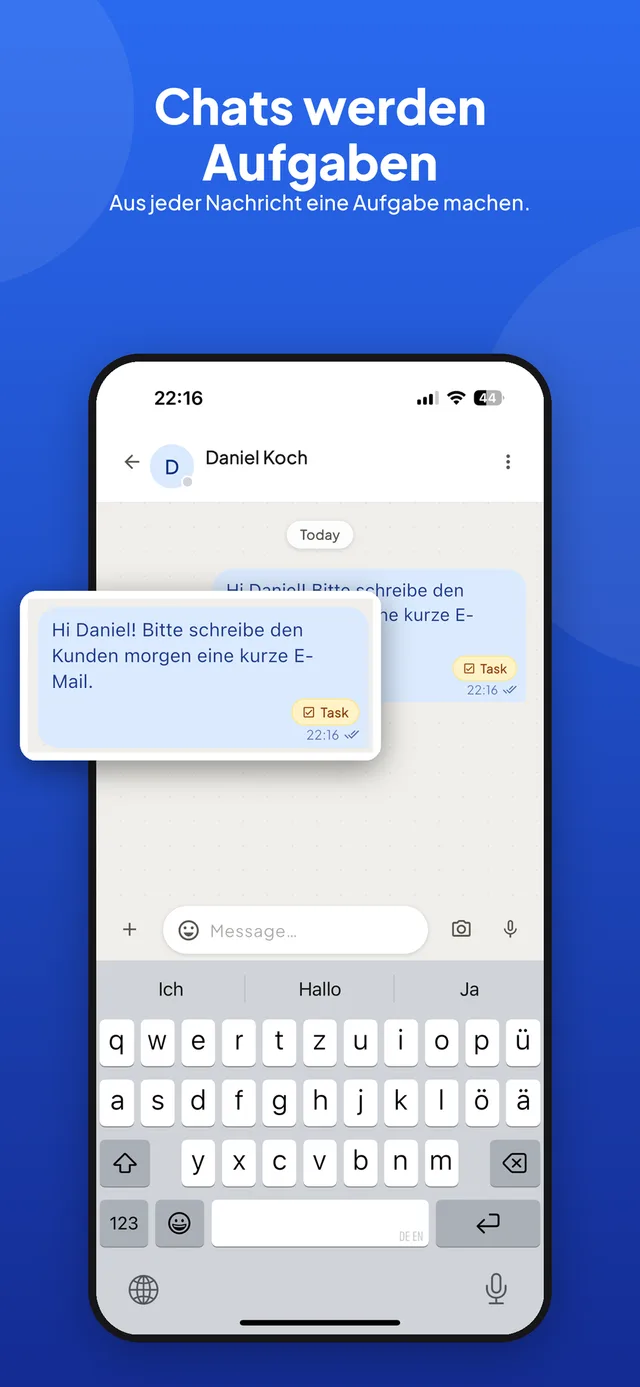 ReChat-App: aus einer Chat-Nachricht wird eine Aufgabe