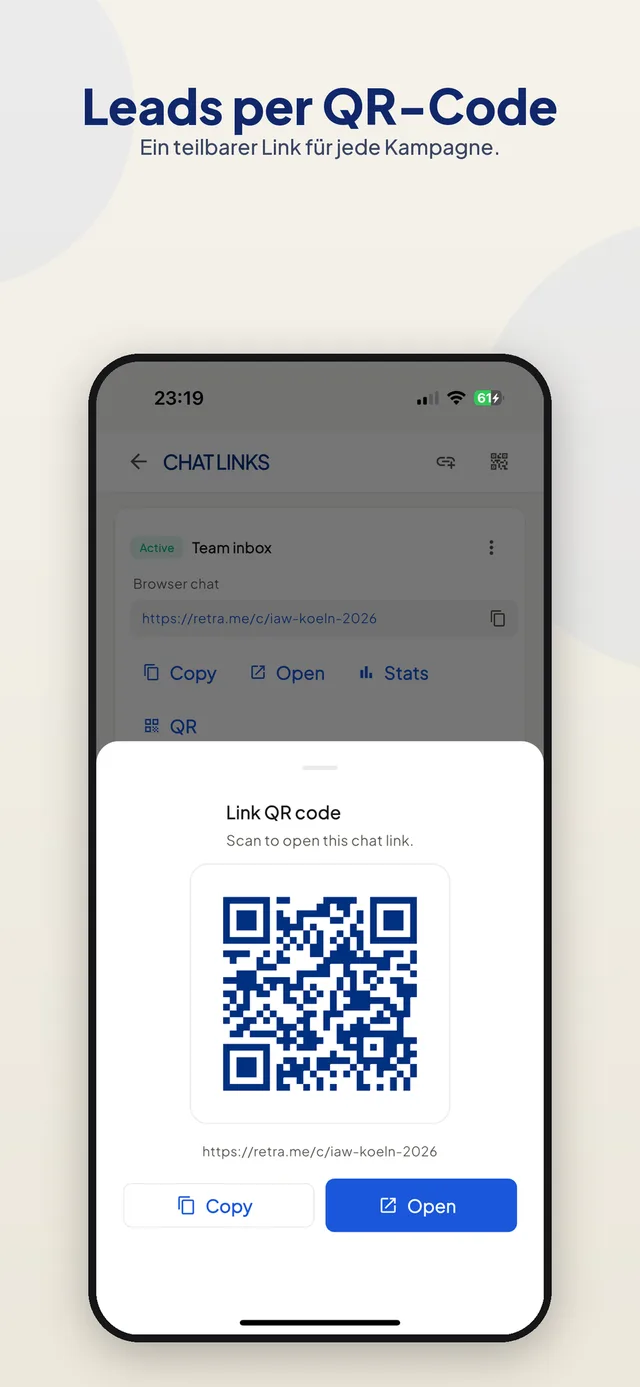 ReChat-App: Leads per QR-Code und Chat-Link