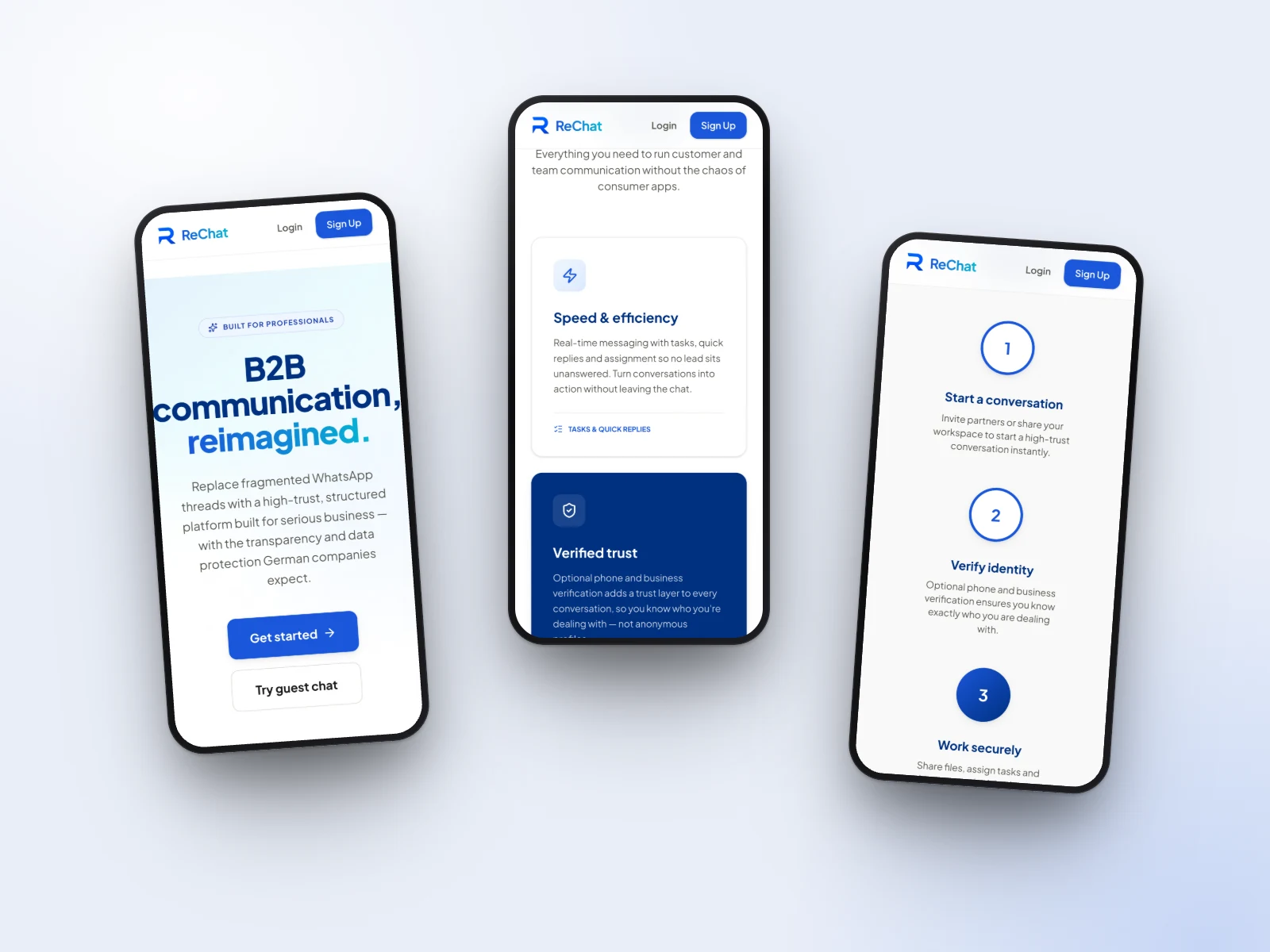 ReChat auf drei Smartphones