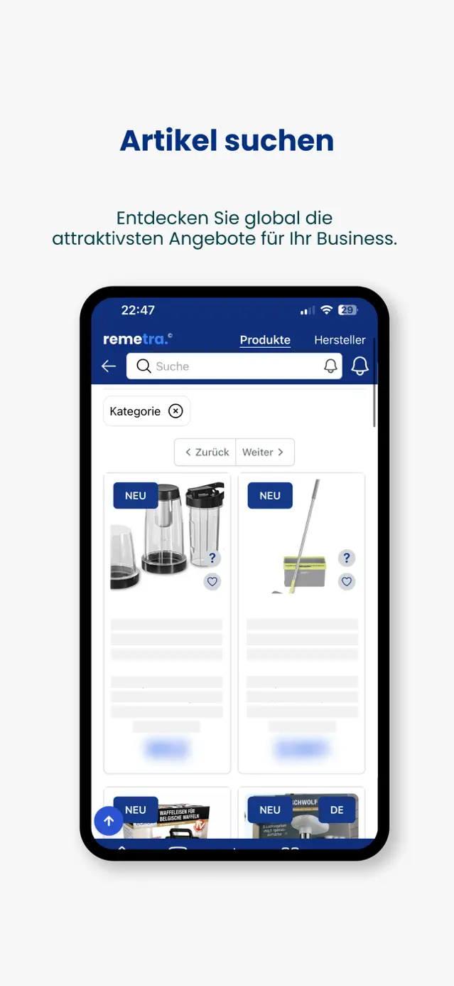 remetra-App: Artikel suchen