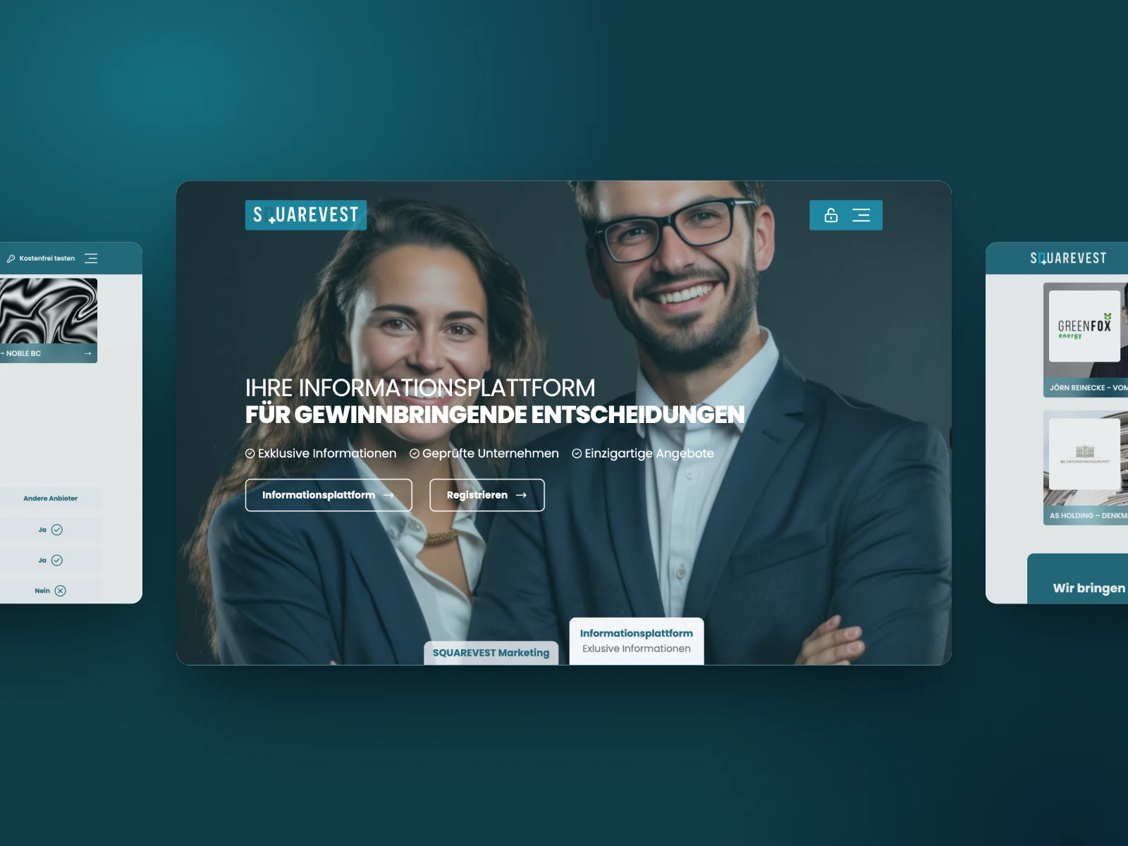SQUAREVEST: Cloud-Plattform · Entwicklung, SEO & Betrieb