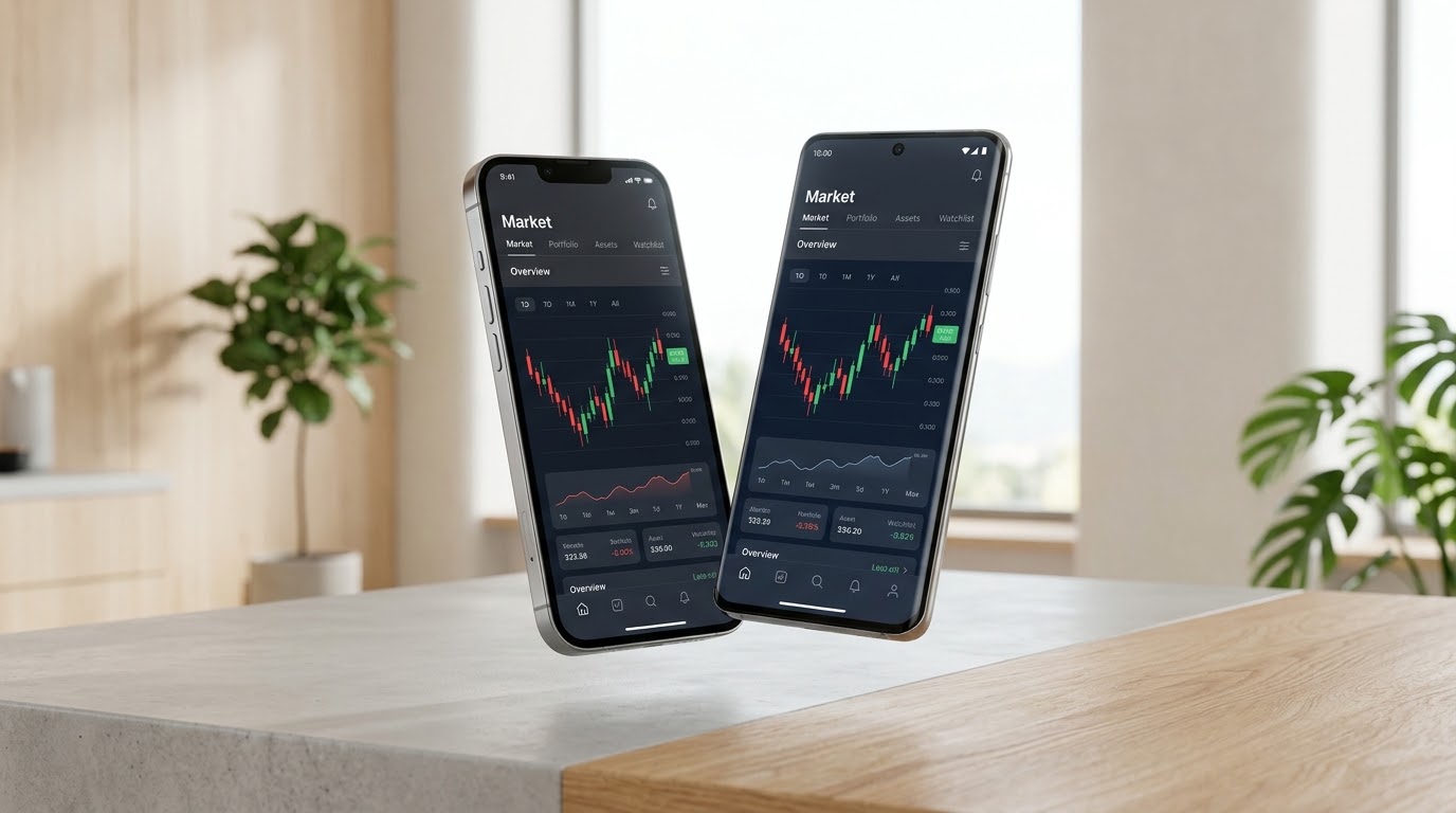 Zwei Smartphones mit gestalteter App-Oberfläche